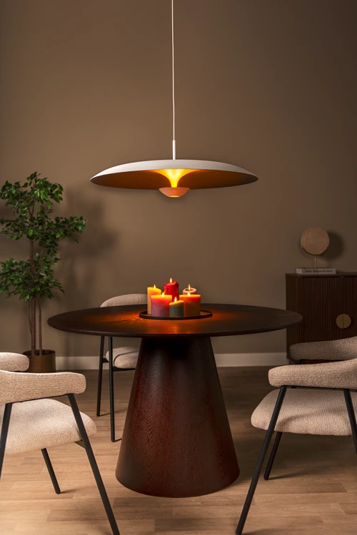 Lucide KENNETH - Pendelleuchten - Ø 80 cm - LED Dim. - 1x22W 2700K - Weiß | Premium - Atmosphäre 1